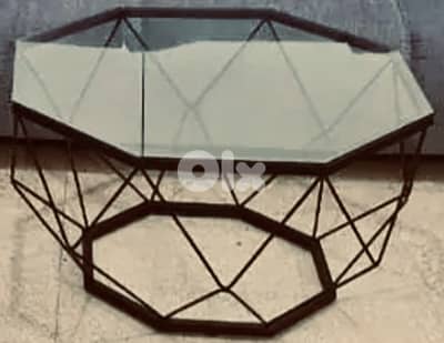 Table coffee side table iron resign and glass for tv room or balcony