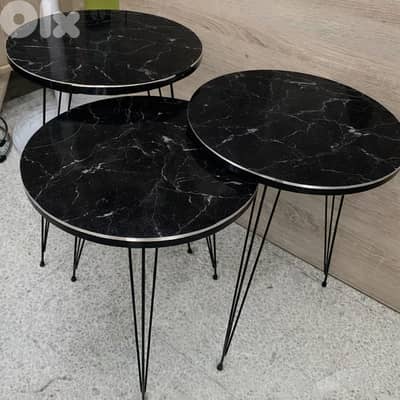 3 New round tables coffee tables side tables iron legs