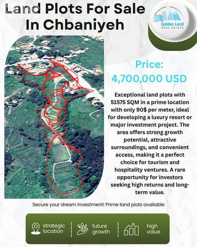 51, 575 SQM Land in Chbaniyeh, Baabda, overlooking the mountains.