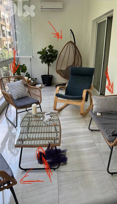 Set chairs table and egg swing