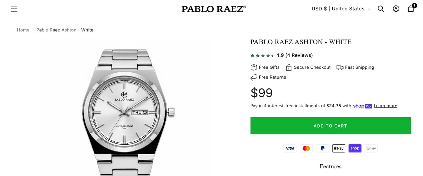 Pablo Raez Ashton White Watch – Excellent Condition 4