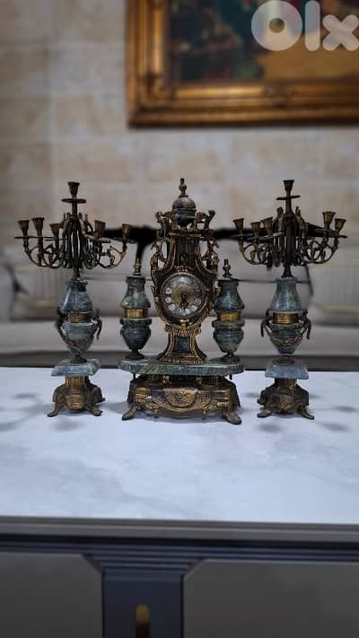 Rare Imperial Italian Verde Marble & Gilt Bronze 19th-C.