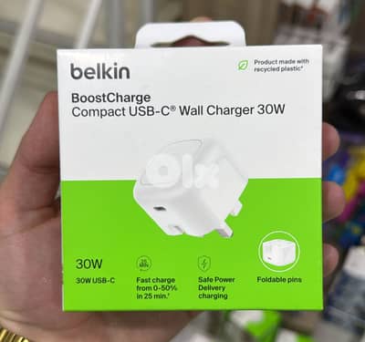 Belkin Boostcharge compact Usb-c wall charger 30w 2pin