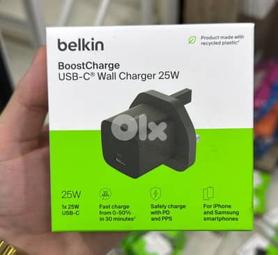 Belkin Boostcharge Usb-c wall charger 25w 3pin black 13$