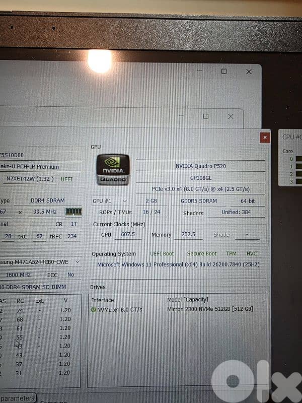 LENOVO THINKPAD P15S WORKSTATION CPU I7 RAM 20 GB VGA QUADRO 9