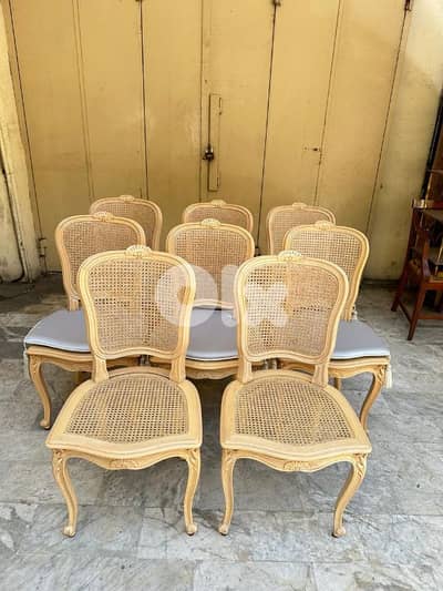 frensh louis xv 8 dining chairs كراسي سفرة فرنسي عدد ٨ سنديان مسيف