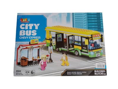 city bus building block set