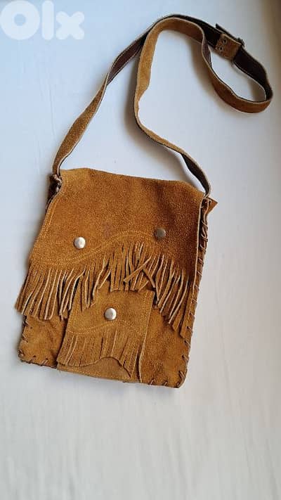 Vintage real suede cross bag