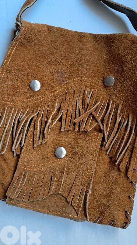 Vintage real suede cross bag 1