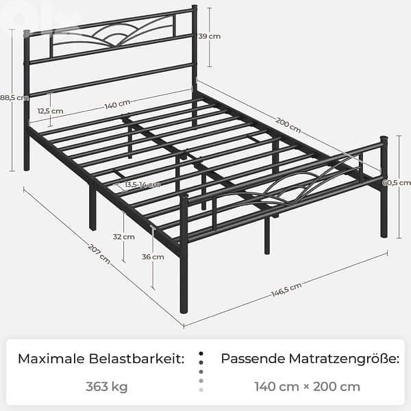 yaheetech metal bed frame guest bed frame modern youth 1