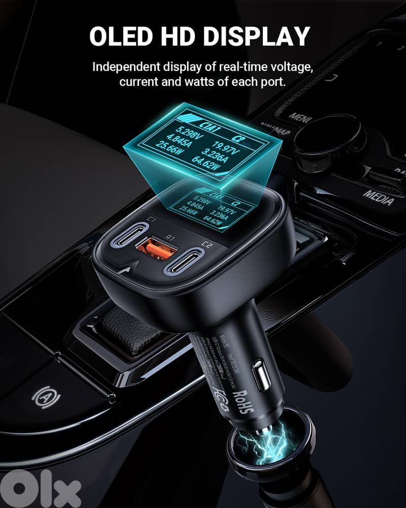 ACEFAST B5 101W USB Car Charger with OLED Display 8