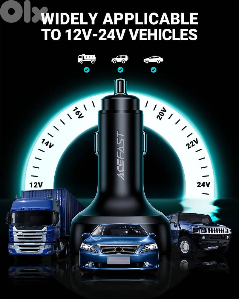 ACEFAST B5 101W USB Car Charger with OLED Display 11