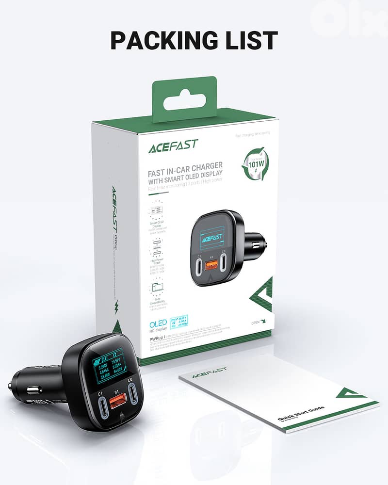 ACEFAST B5 101W USB Car Charger with OLED Display 14
