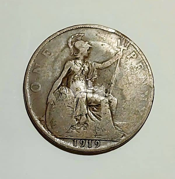 England 1919 King George V large bronze penny coin 1