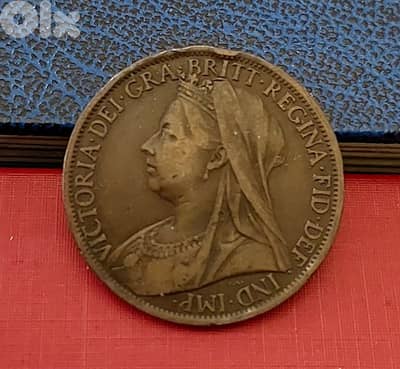 England 1901 Queen Victoria large bronze penny coin
