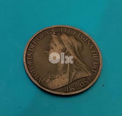England 1899 Queen Victoria large bronze penny coin