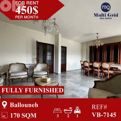 VB-7145 / Apartment for Rent in Ballouneh, شقة للايجار في بلونة