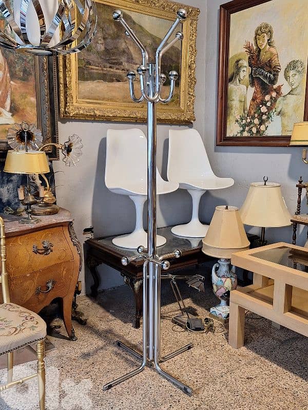 vintage chrome coat rack 1