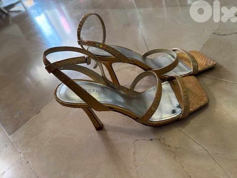 Marc Fisher gold sandals 1