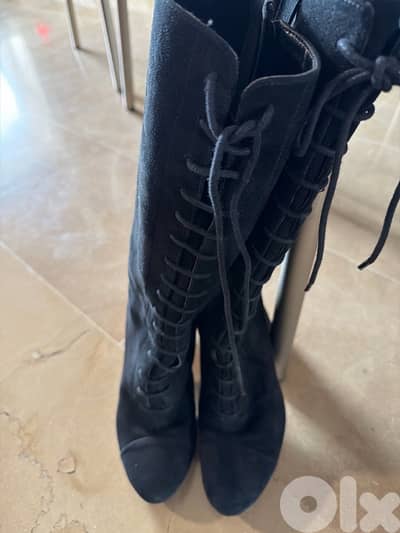 Nine West Black velvet boots