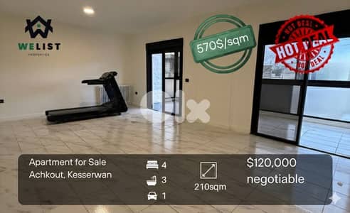 Apartment for sale in Achkout  شقة للبيع في منطقة عشقوت