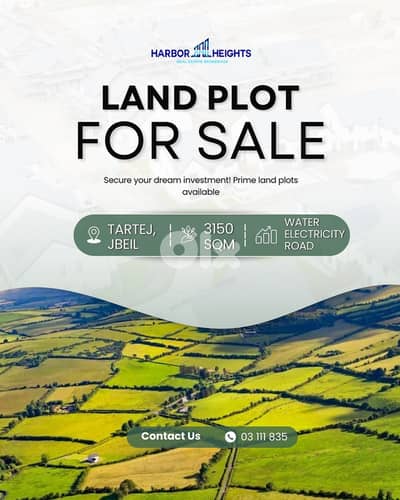 Land for Sale in Tartej, jbeil أرض للبيع في ترتج، جبيل