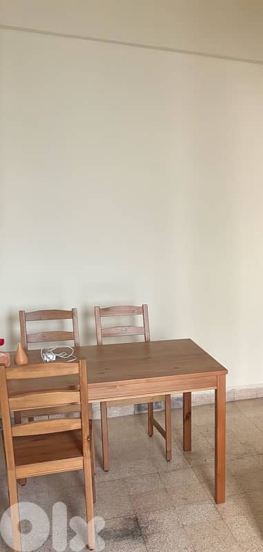 Wooden Dining Table + 4 Chairs