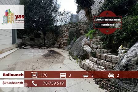 Ballouneh 170m2 | 300m2 Terrace/Garden | Furnished | Spacious Flat |KS