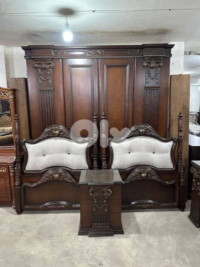 غرفة نوم تختين مفرد ونص خشب زان