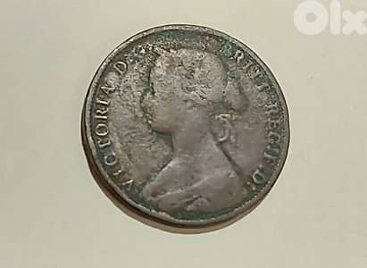 England Queen Victoria 1861 half penny bronze coin