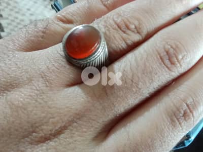 خاتم عقيق فضة رجالي