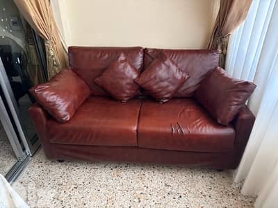 FAP genuine leather sofa bed with mattress