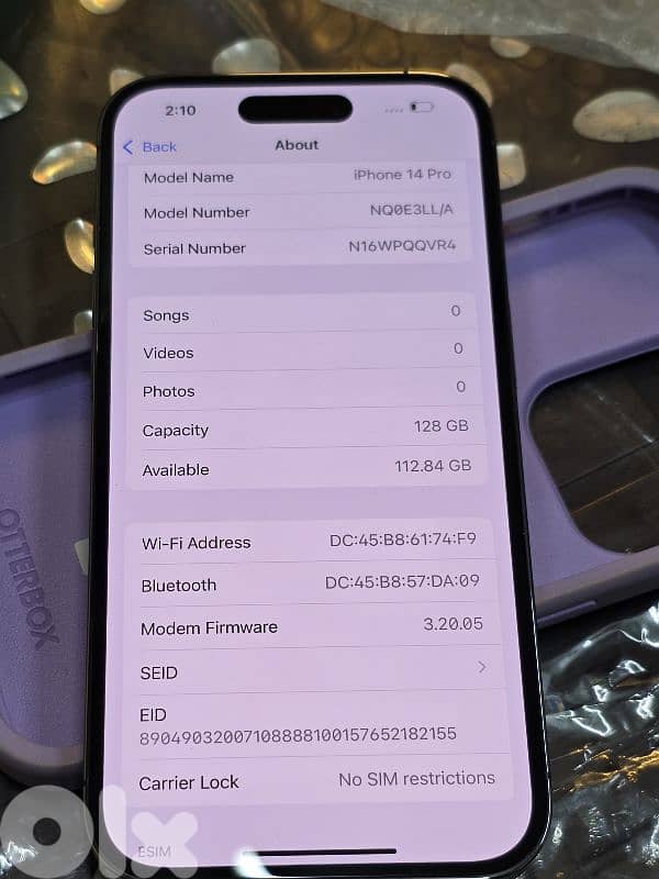 iphone 14 pro 128 gb esim battery 100%% 6