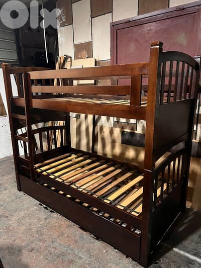 تخت طابقين خشب زان