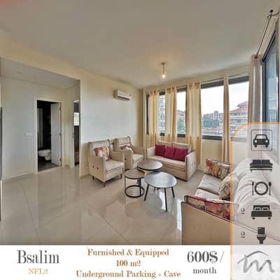 Bsalim | Furnished & Equipped 100m² Apart | Underground Parking + Cave