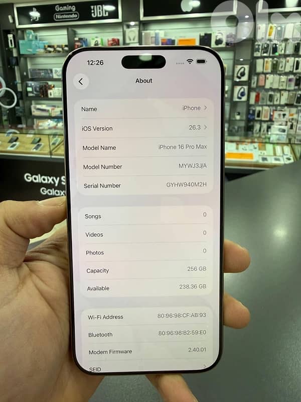 IPHONE 16 PROMAX 256GB USED 3