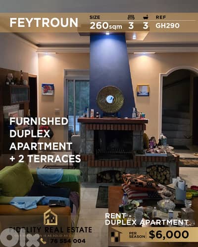 Apartment duplex for rent in Feytroun GH290 شقة دوبلكس للإيجار  فيطرون