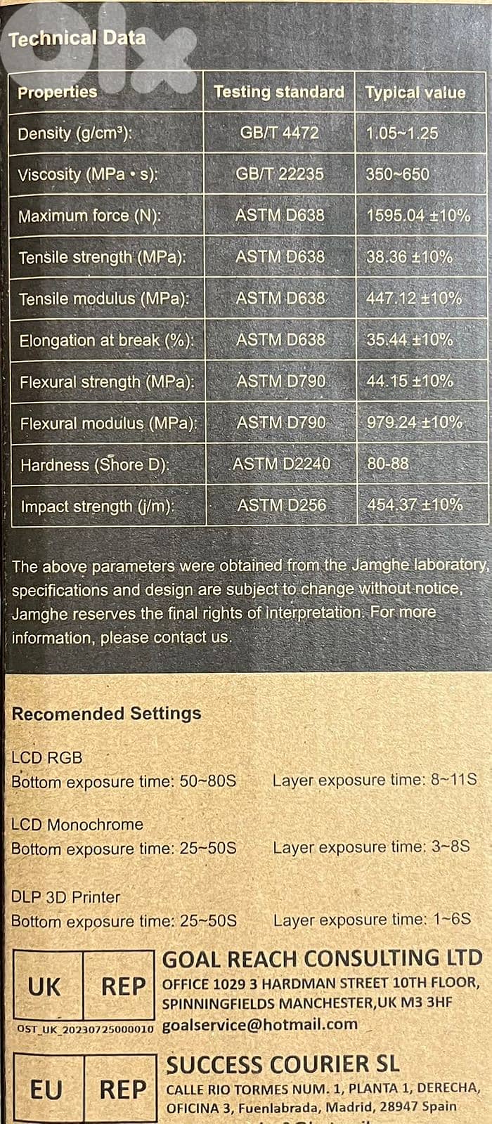 Jamghe Art Engineering 3D Printing Resin 1000g 1