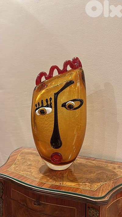 Mid-century Murano glass italy vase sculpture فاز مورانو انتيك ايطالي