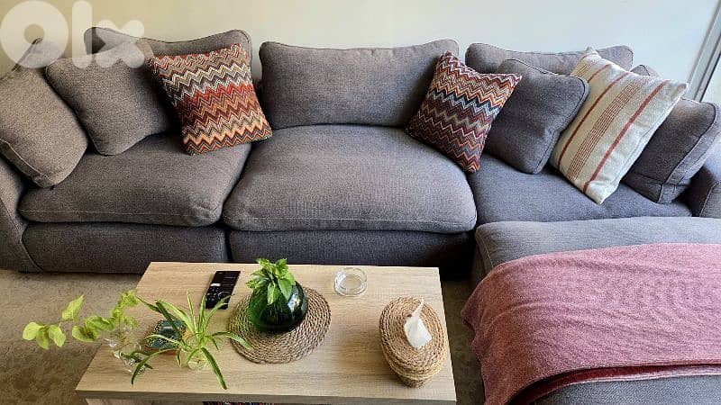 Ostrich Feather Living Room Set | L-shaped Sofa 1