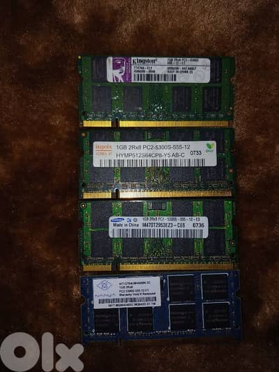 3 × 1 GB DDR2 + 2GB Kimgston DDR2 Laptop RAM
