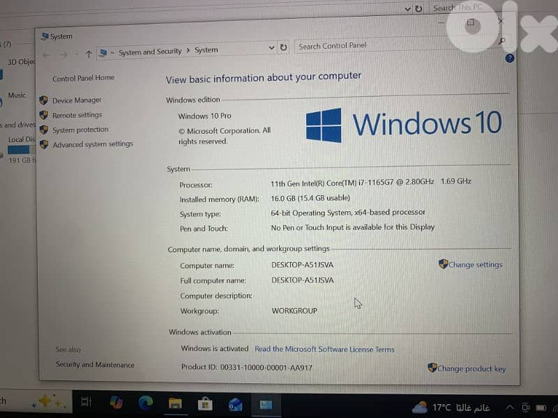 Core i7 11th generation 16GB/512GB Nvme 5