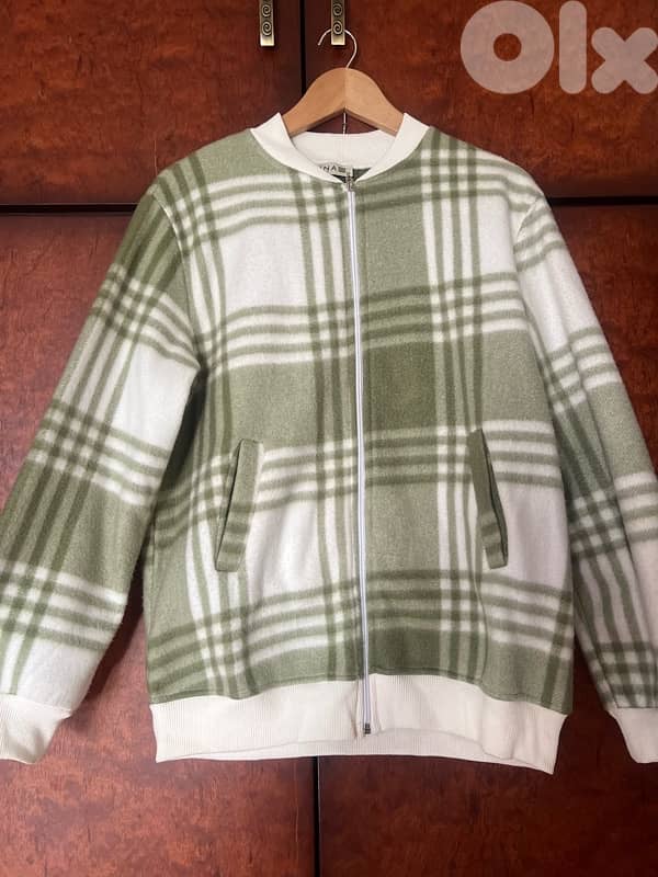 Green & White Checkered Zip Jacket 2
