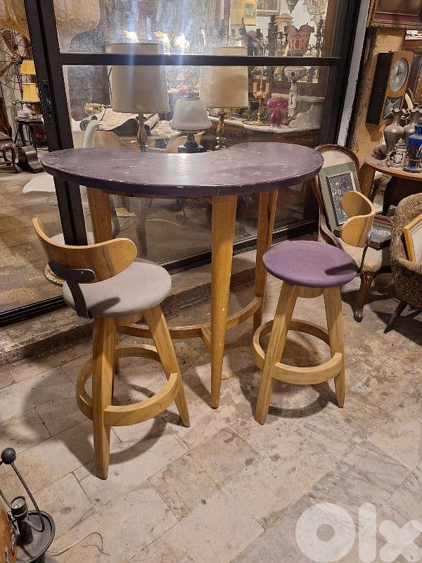 vintage Mid-century bean shaped bar table and 3 stools 1