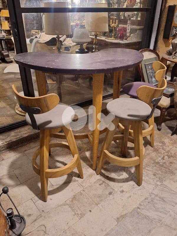 vintage Mid-century bean shaped bar table and 3 stools 2