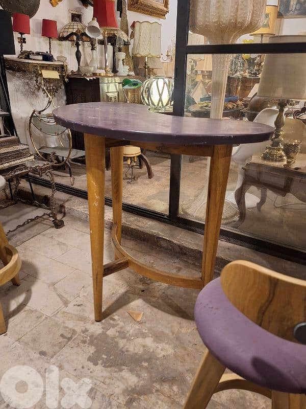 vintage Mid-century bean shaped bar table and 3 stools 5