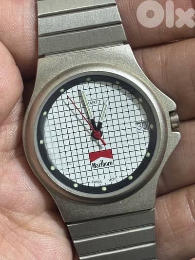 Vintage 90s Marlboro "Grid Dial" Swiss Movt Watch - Rare Retro Style