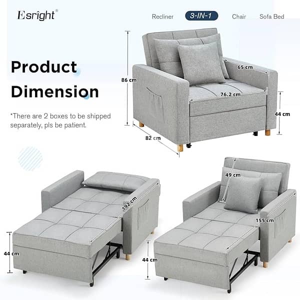 Esright Small Sofa Bed Chair, Folding Chair Bed for Small Room 1