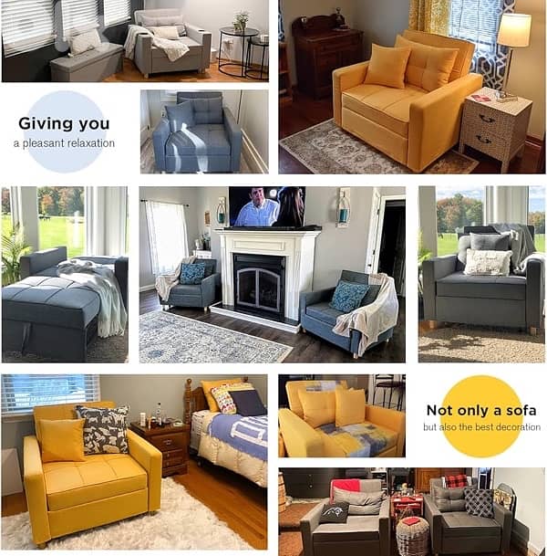 Esright Small Sofa Bed Chair, Folding Chair Bed for Small Room 5