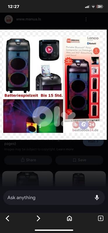 Lenco PA-360BK Premium Party Speaker - 360° Sound & RGB Light